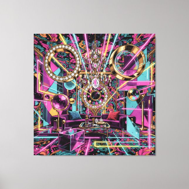 Neon Psykedelisk Lyx Lounge Art Canvastryck (Framsida)