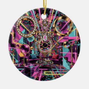 Neon Psykedelisk Lyx Lounge Art Julgransprydnad Keramik