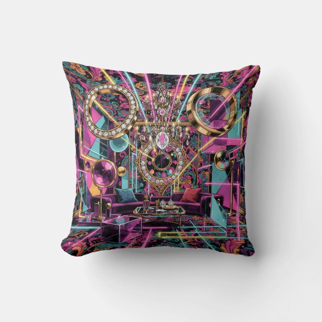 Neon Psykedelisk Lyx Lounge Art Kudde (Framsida)