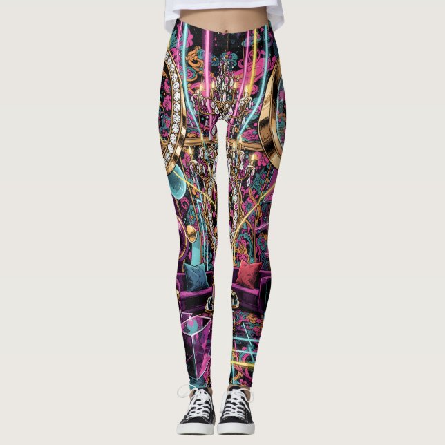 Neon Psykedelisk Lyx Lounge Art Leggings (Framsida)