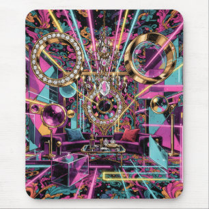 Neon Psykedelisk Lyx Lounge Art Musmatta