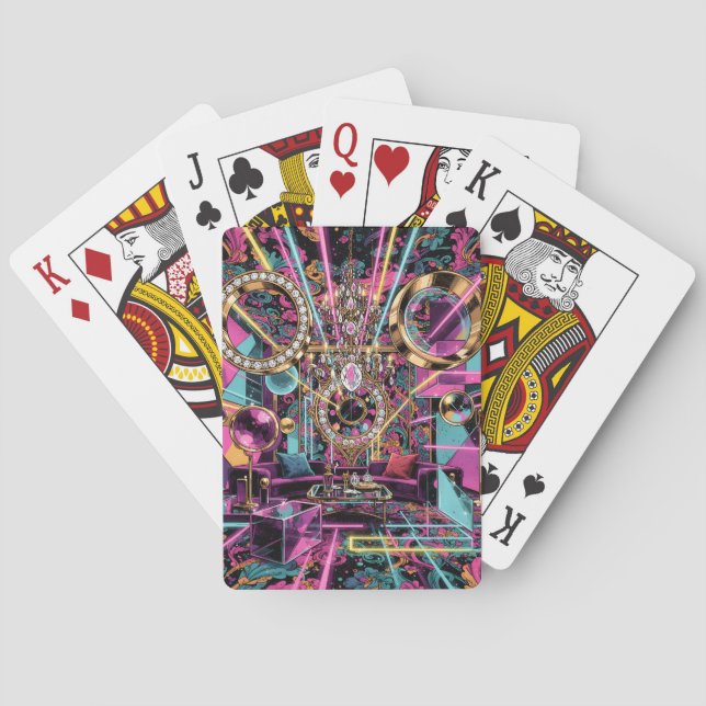 Neon Psykedelisk Lyx Lounge Konst Casinokort (Baksidan)