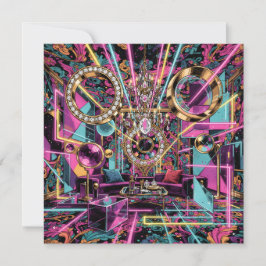 Neon Psykedelisk Lyx Lounge Konst Julkort