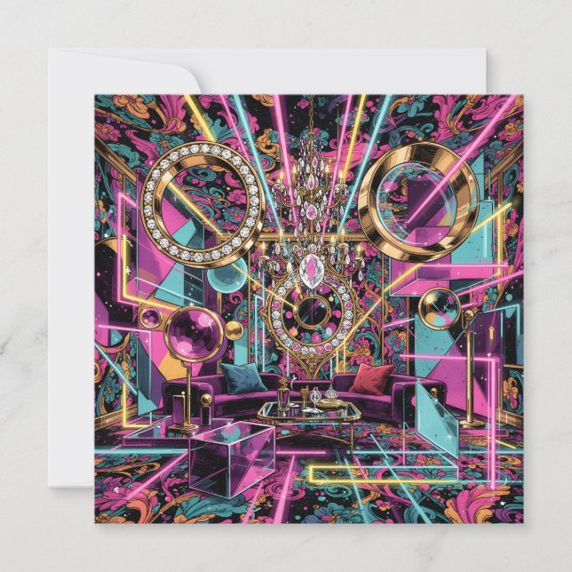 Neon Psykedelisk Lyx Lounge Konst Julkort (Framsida)