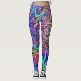 Neon Psykedelisk Virvel Abstrakt Mönster Leggings