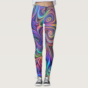 Neon Psykedelisk Virvel Abstrakt Mönster Leggings