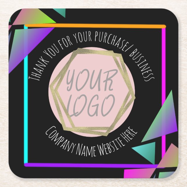 Neon Pub Restaurant Company Logotyp Underlägg Papper Kvadrat (Framsidan)