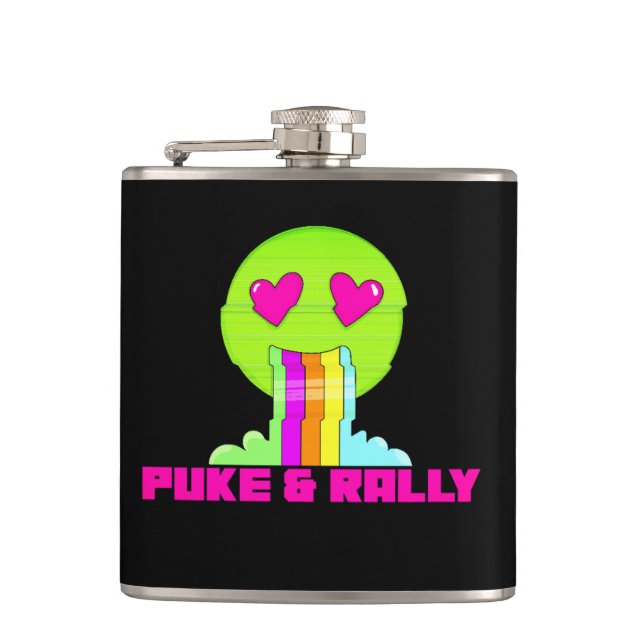 Neon Puke & Rally Flask | Partytillbehör för återk Fickplunta (Framsidan)