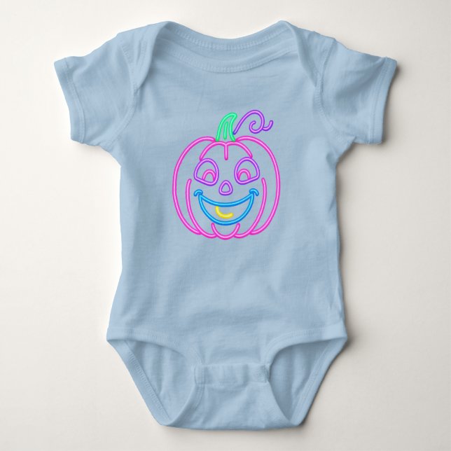 Neon Pumpkin – Bright and Fun Halloween Design T Shirt (Framsida)