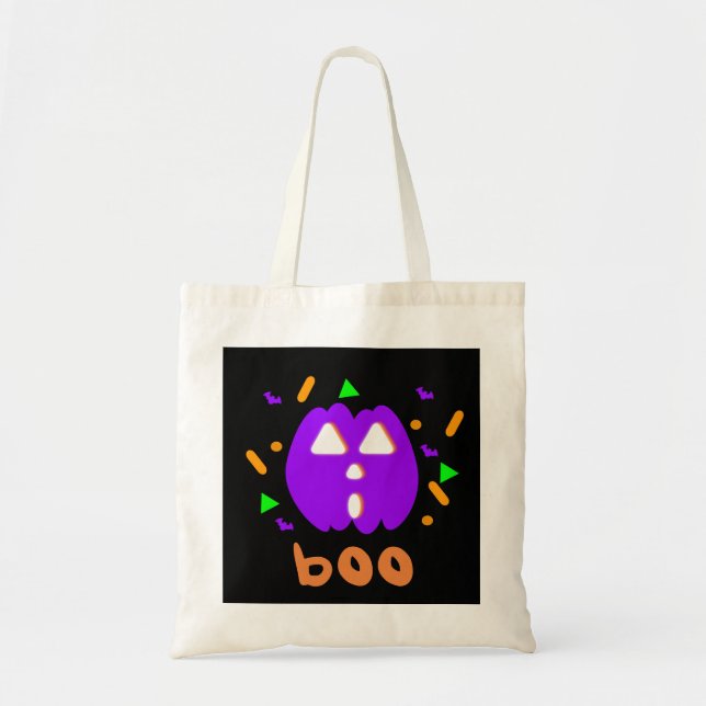 Neon Pumpkin Bus eller godis Tote Bag Tygkasse (Framsidan)
