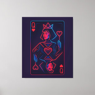 Neon Queen of Hearts - Retro-Futurist Synthwave Canvastryck