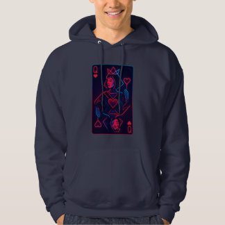 Neon Queen of Hearts - Retro-Futurist Synthwave Hoodie