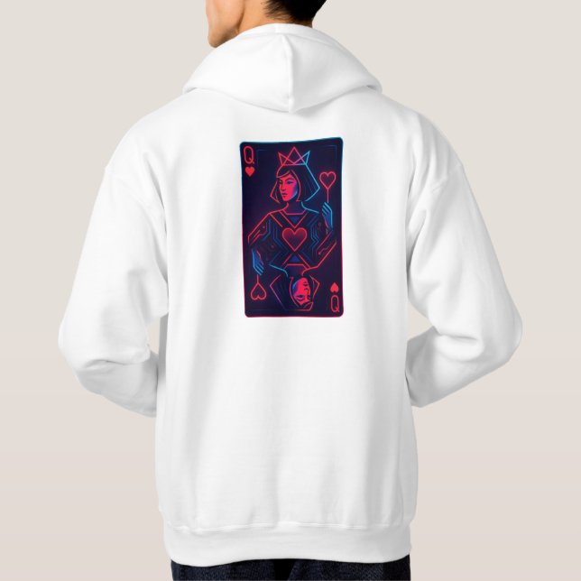 Neon Queen of Hearts - Retro-Futurist Synthwave Hoodie (Baksida)