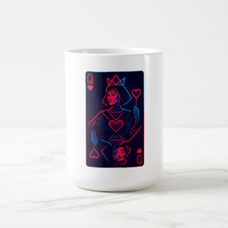 Neon Queen of Hearts - Retro-Futurist Synthwave Kaffemugg