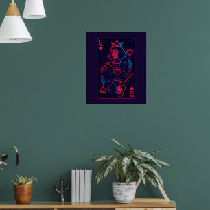 Neon Queen of Hearts - Retro-Futurist Synthwave Poster