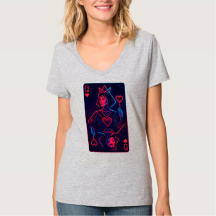 Neon Queen of Hearts - Retro-Futurist Synthwave T Shirt