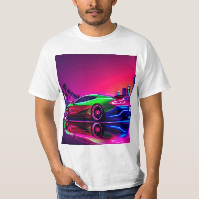 **Neon Racer T-Shirt - 80s Retro-Futuristiska-spor (Framsida)