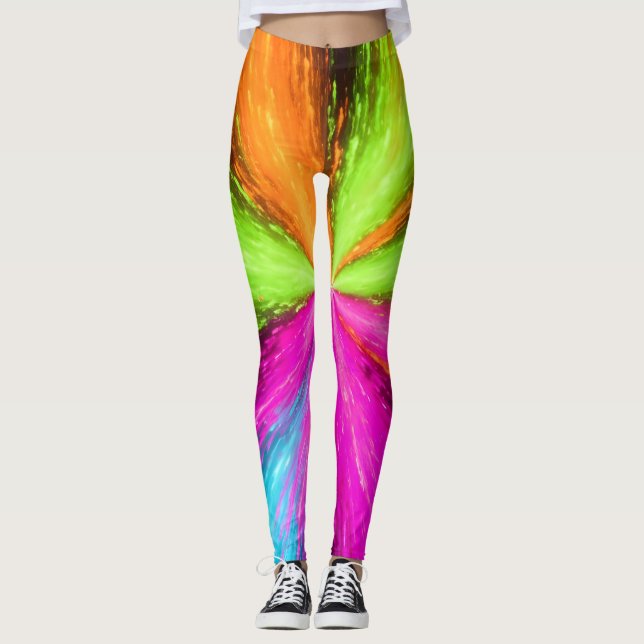 Neon Radial Burst Explosion Leggings (Framsida)