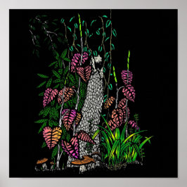 Neon Rain Forest Impressionist Färg Art Skriv ut Poster
