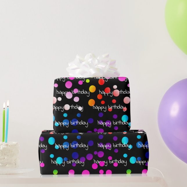 Neon Rainbow Birthday Polka dots Presentpapper (Festgåvor)