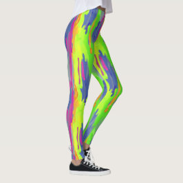 Neon Rainbow Camo Lodrät Mönster Activewear Leggings