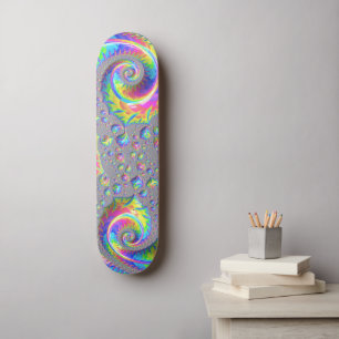 Neon Rainbow Fractal Mini Skateboard Bräda 18,5 Cm