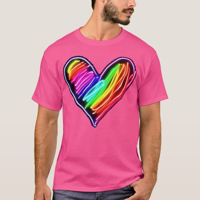 Neon Rainbow Heart Edm Shirt T (Framsida)