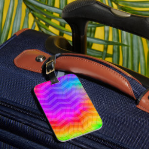 Neon Rainbow Herringbone Gift Bag Bagagebricka