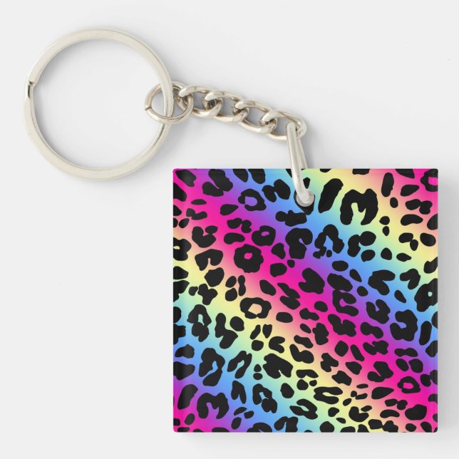 Neon Rainbow Leopard Mönster Skriv ut (Framsidan)