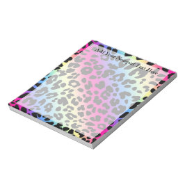 Neon Rainbow Leopard Mönster Skriv ut Anteckningsblock