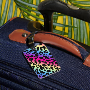 Neon Rainbow Leopard Mönster Skriv ut Bagagebricka