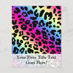 Neon Rainbow Leopard Mönster Skriv ut Flygblad
