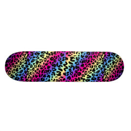 Neon Rainbow Leopard Mönster Skriv ut Mini Skateboard Bräda 18,5 Cm