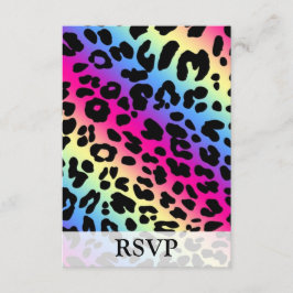 Neon Rainbow Leopard Mönster Skriv ut OSA Kort