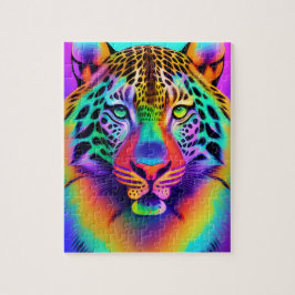 Neon Rainbow Leopard Pussel
