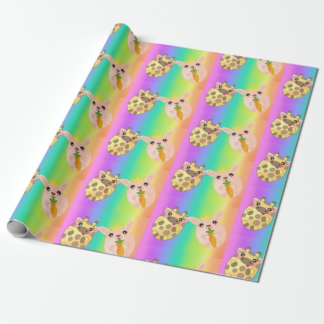 Neon Rainbow Light Giraffe Bunny Animal Cute Presentpapper (Utrullad)