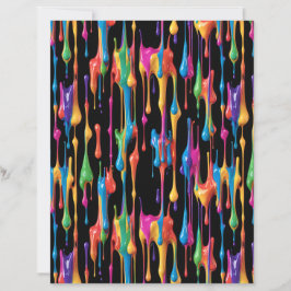 Neon Rainbow Paint Drips Pattern Scrapbook Paper