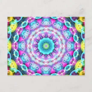 neon rainbow peacock vykort