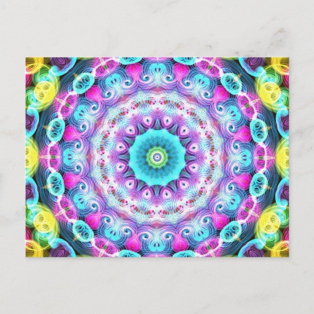 neon rainbow peacock vykort (Framsida)