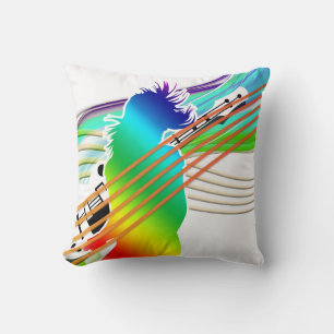 Neon Rainbow Person med Guitar Dekorativ kudde