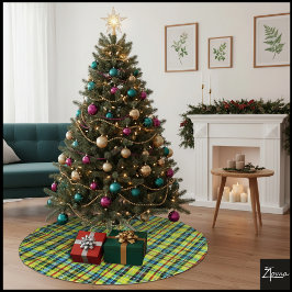 Neon Rainbow Plaid Gradient Block Print Julgransmatta Borstad Polyester