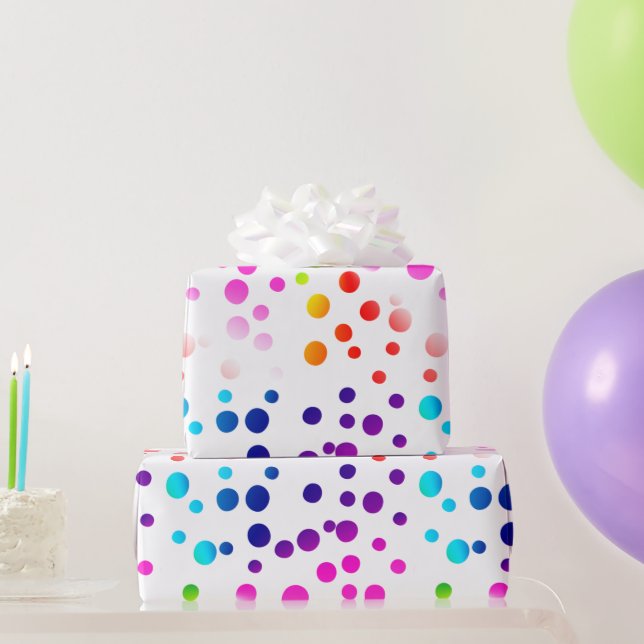 Neon Rainbow Polka dots Presentpapper (Festgåvor)