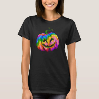 Neon Rainbow Pumpkin Halloween T-Shirt