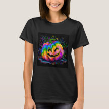 Neon Rainbow Pumpkin Halloween T-Shirt