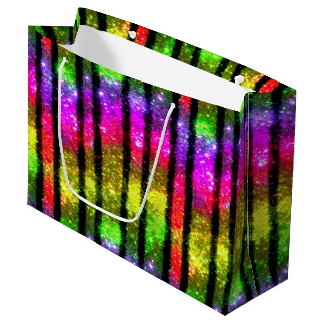 Neon Rainbow Shimmer Stripes (Framsidan Vinklad)