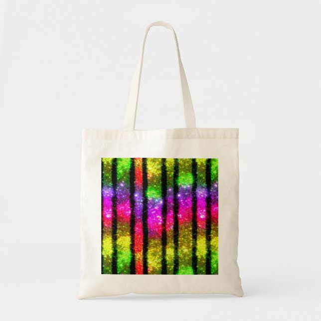 Neon Rainbow Shimmer Stripes Tygkasse (Framsidan)