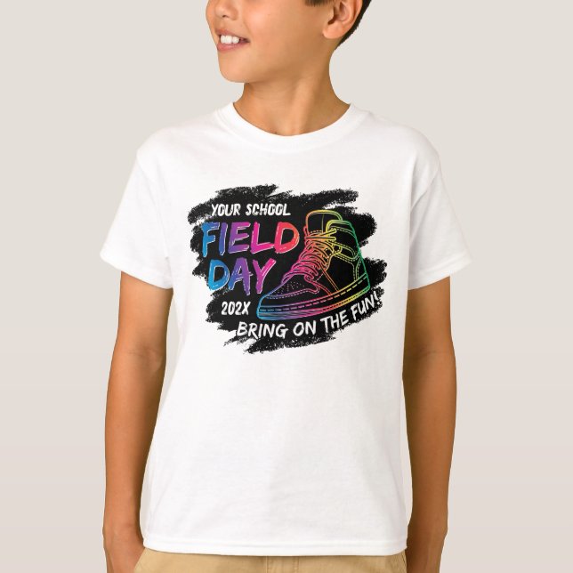 Neon Rainbow Sneaker School Fält Day Personlig T Shirt (Framsida)