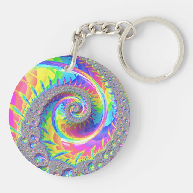 Neon Rainbow Spiral Fractal Abstrakt Digital Art (Baksidan)