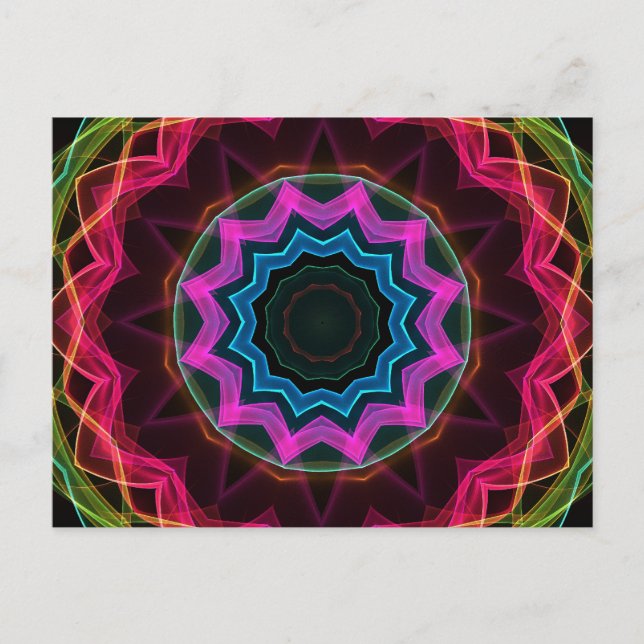 Neon Rainbow Star Vykort (Framsida)