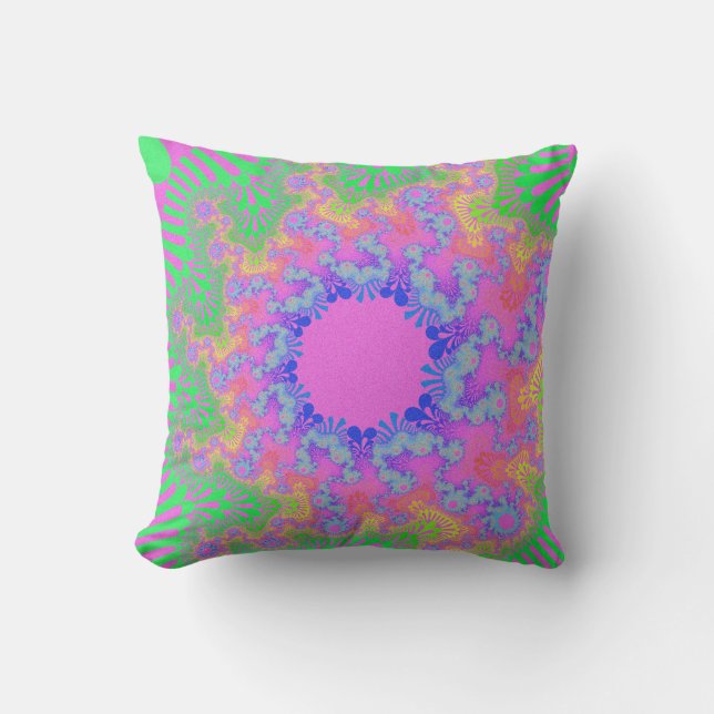 Neon Rainbow Sunburst Dekorativ kudde (Framsida)